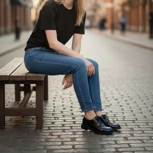 DKNY Shiny Black Women's Oxfords